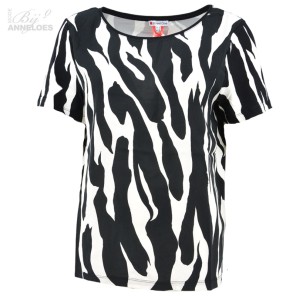 Blouse shirt print - Zwart ecru